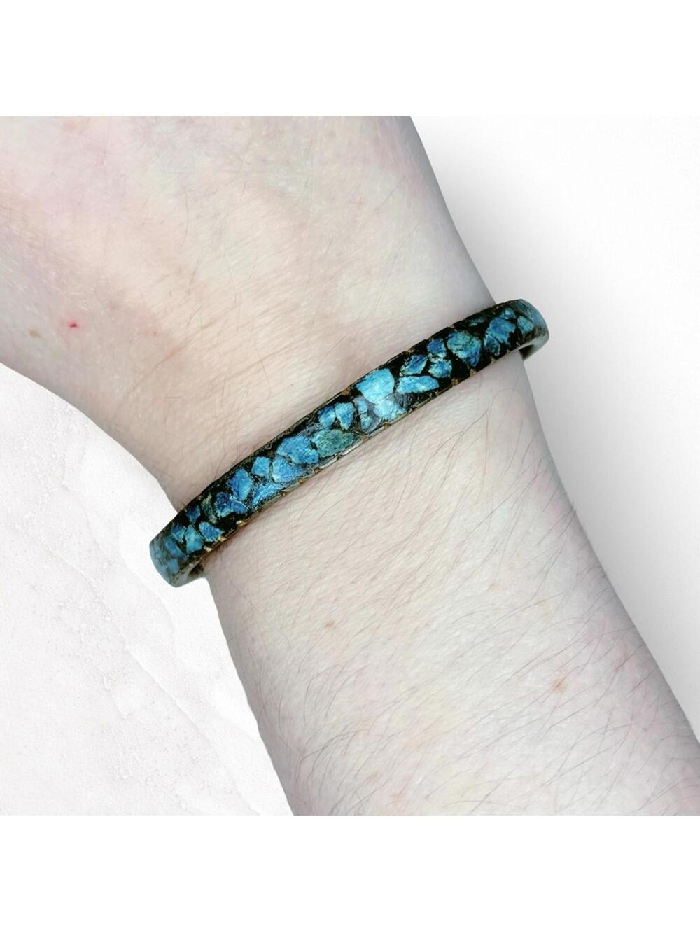 682. India Faux Turquoise Inlay Bracelet
